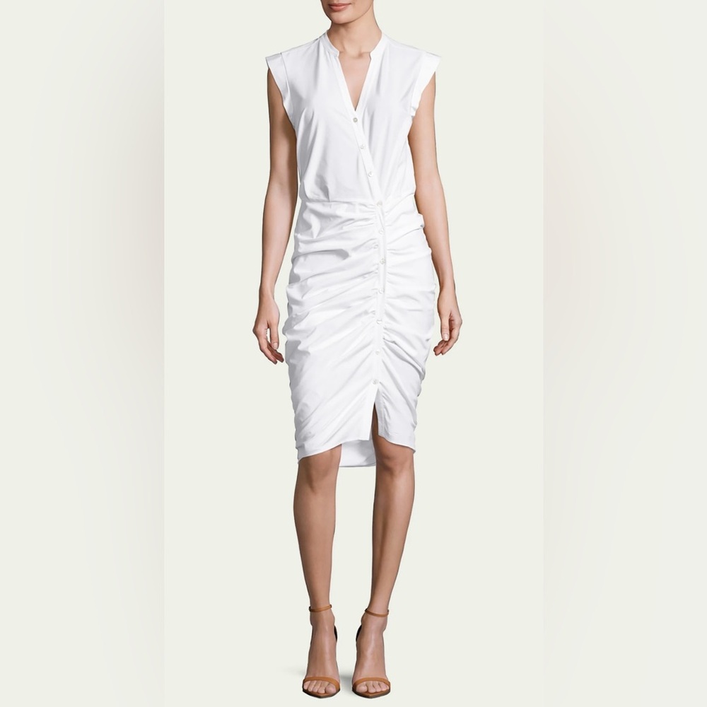 VERONICA BEARD Sleeveless Ruched Poplin Shirtdress.  Size - 12